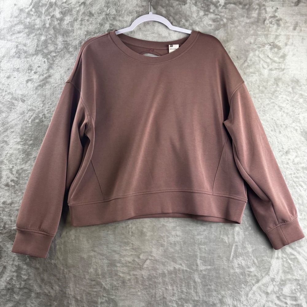 All In Motion Sweatshirt Womens XL Brown Open Back Cutout Crewneck (1859)